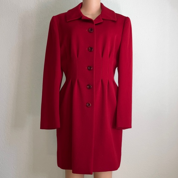 Cheap and Chic by Moschino Vibrant Red 100% Virgin Wool Long Coat - Picture 1 of 6